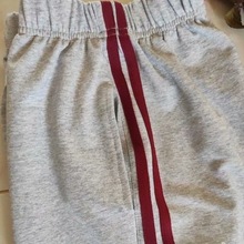棉春夏高中小灰色拼酒红色条两道杠宽松直筒运动学生休闲校裤