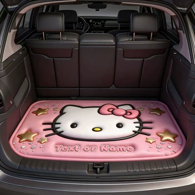 Trunk Mat, in Stock, Avtomobil döşəmə paspasları - 0320-cartoon-trunk-mat-3-flat-effect-not-3d-effect-75100cm-crystal-velvet-dot-plastic-bottom