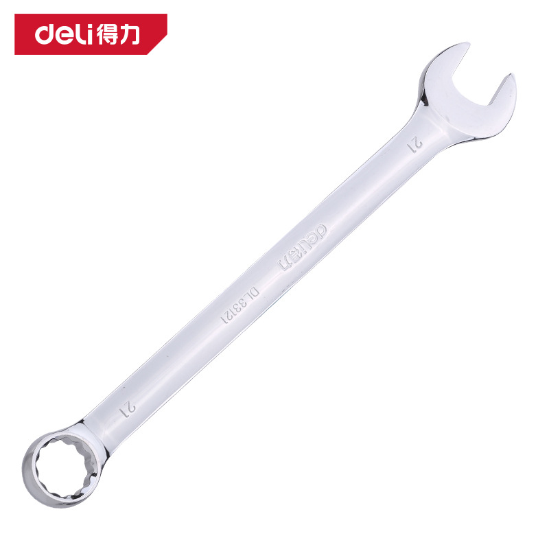 得力DL33121镜面两用扳手21mm铬钒钢专业级镜面两用扳手