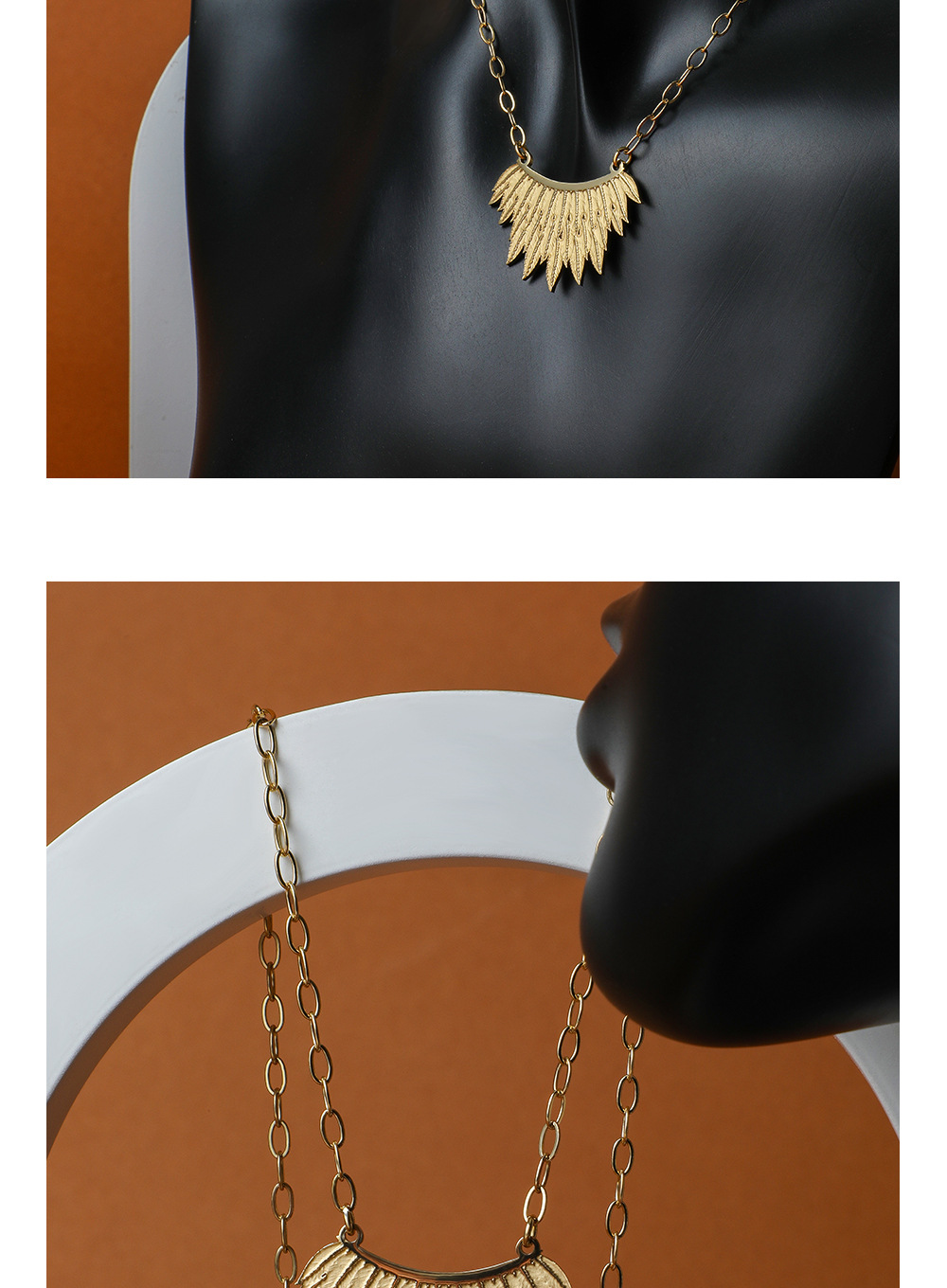 Nuevo Collar Con Colgante De Hoja Tridimensional Chapado En Oro De 14k De Acero Inoxidable display picture 2