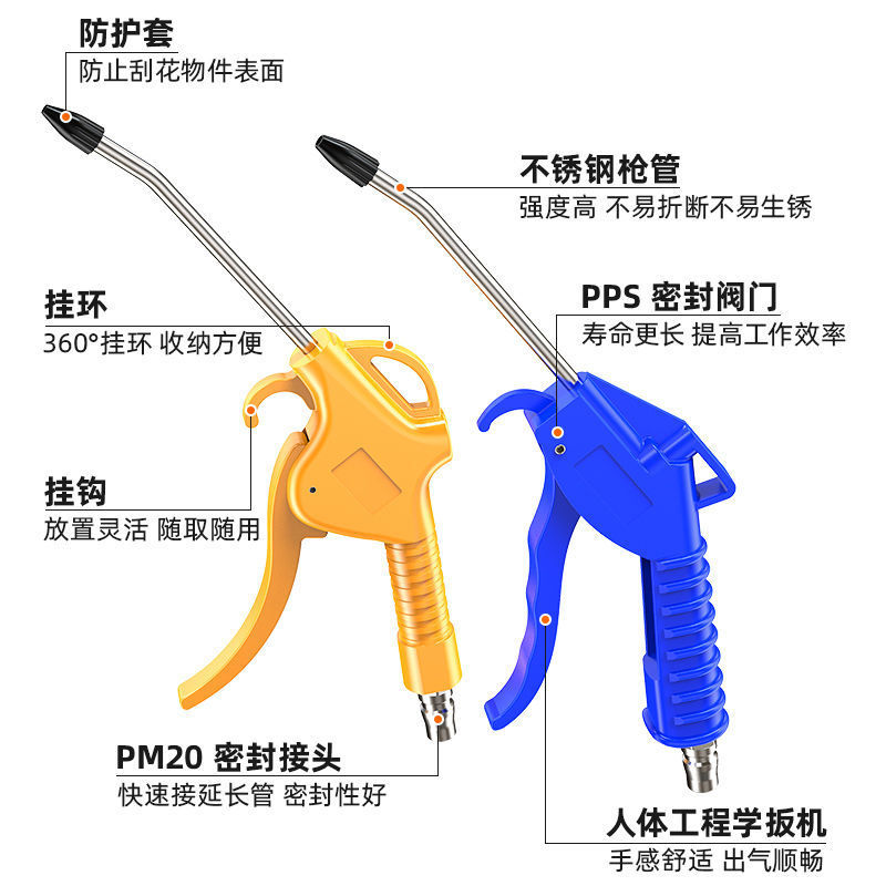 高压吹尘枪吹灰枪气泵吹风枪加长气动工具空压机喷枪除尘吹气尘枪