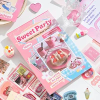 Наклейки Sticker Book Sweet Party, 50 шт. вырубные наклейки на бумаге и листы бумаги (розовая тема)