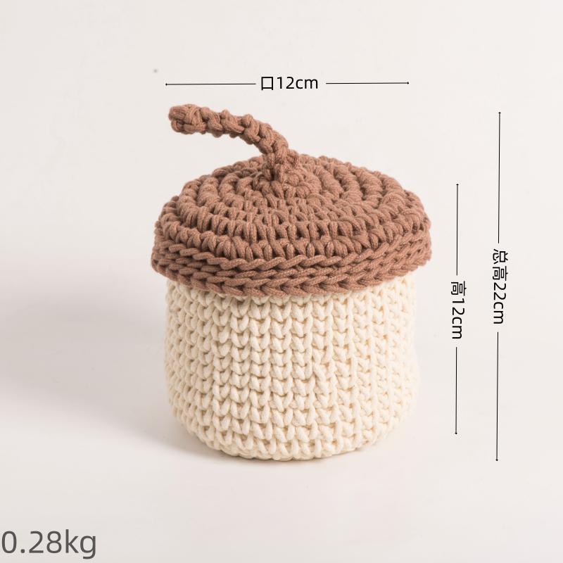 Cestas de almacenamiento tejidas a mano cuerdas de algodón gancho tejido plantas en maceta decoración de escritorio pequeñas decoraciones cosméticas cesta de almacenamiento