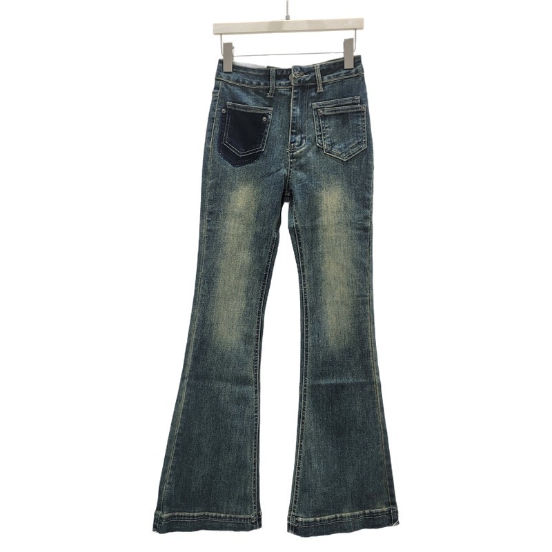 Jeans Acampanados Estilo Horseshoe de Mezclilla Elasticada con Cintura Alta