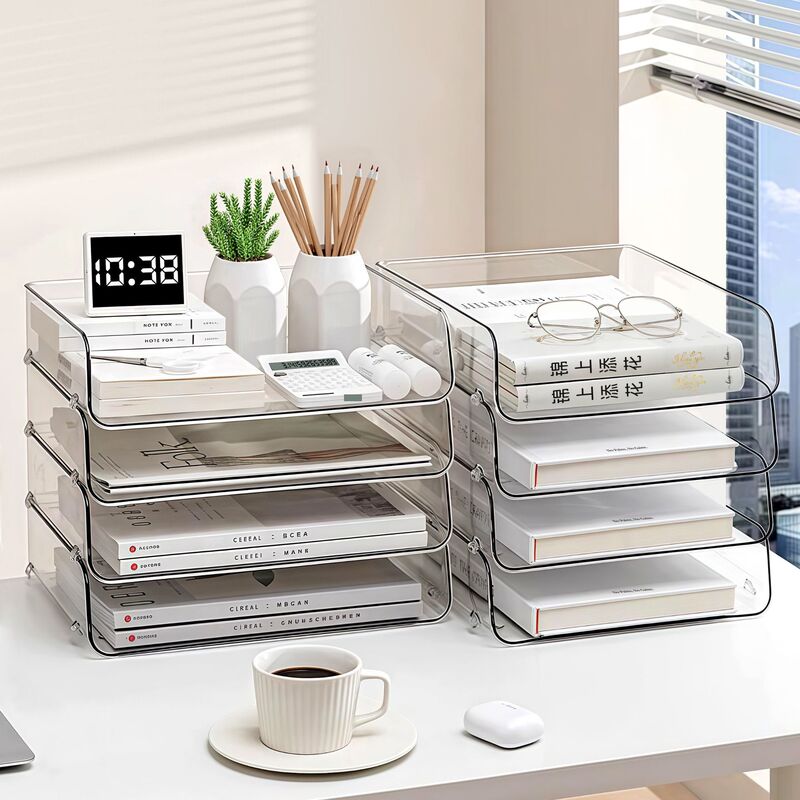 Acrylic Desktop Storage Box for the Back-To-School Season, Transparent Storage Rack for Office Documents, Stationery, Books, and Organizing Box