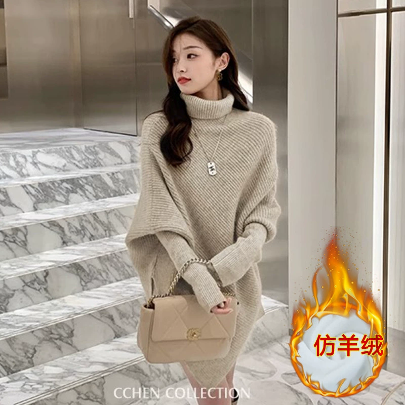 Официальная фотография, реальная цена, асимметричный кашемировый свитер с высоким воротом для женщин, осень и зима, Новый Нежный Вязаный топ в Корейском стиле