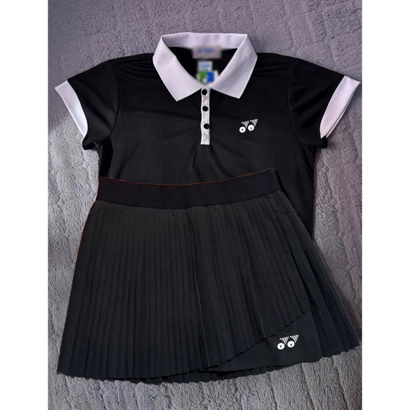 2025 nuevo traje de bádminton, falda corta, traje deportivo, verano de secado rápido, manga voladora femenina, traje de competición de manga corta, falda plisada