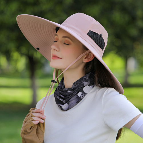 Extra-large brim sun hat for women, summer outdoor beach UV protection sun hat, men's hiking casual sunshade hat