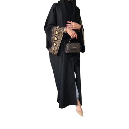 F418 E-commerce Independent Store Arabic Embroidered Floral Robe Fashion Outerwear Abaya Robe