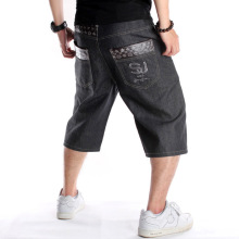 Summer Plus Size 30-46 Wide Leg Hip-Hop Black Jeans Shorts M