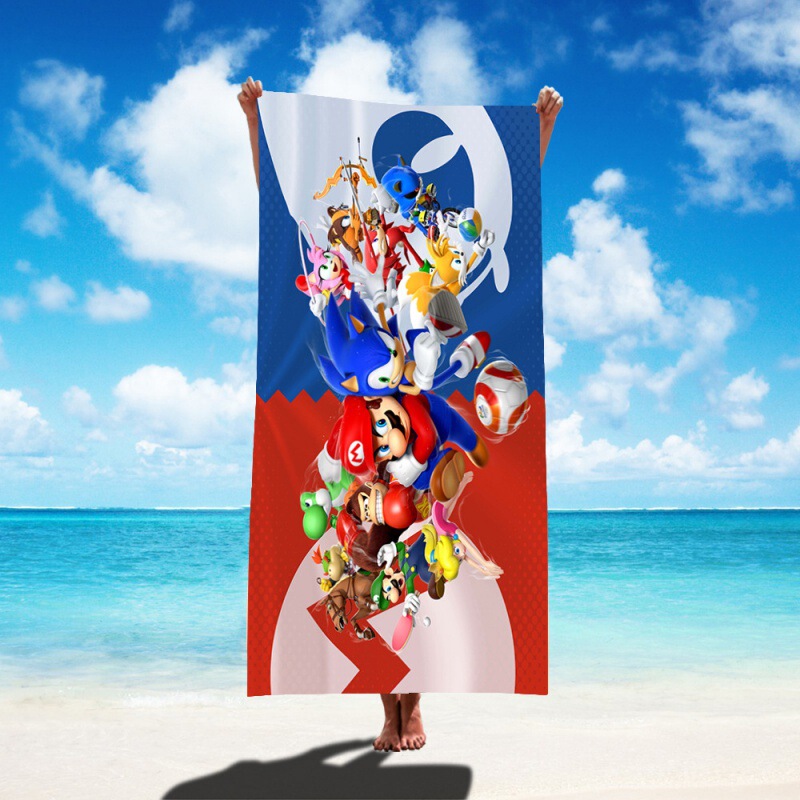Cross-border foreign trade new Mario children's swimming towel Super Mary microfiber printed beach towel bath towel
