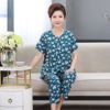 Pijama for elderly for mother, trousers, cardigan, set, 24 years, for middle age, with short sleeve, floral print