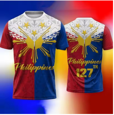 3D Printed Philippines Independence Day Men's T-Shirt Patriotic Pattern T-Shirt Summer Fashion Round Neck Short Sleeve T-Shirt