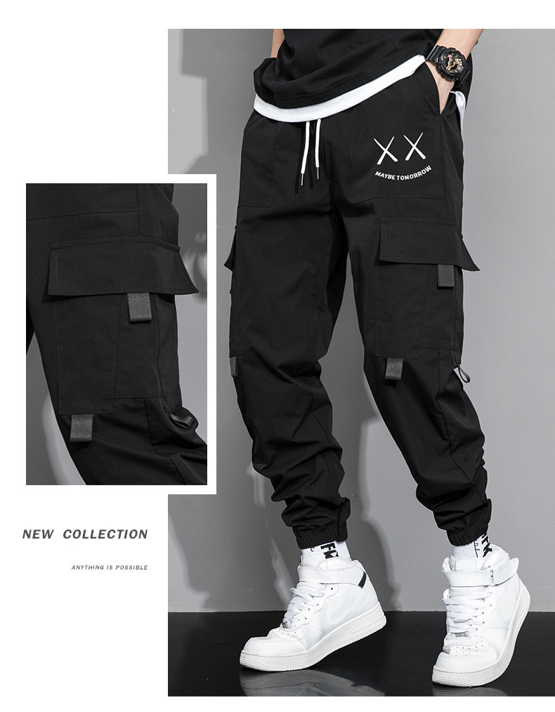 Men's Baggy Graphic Print Flap Pocket Drawstring Cargo Pants Regular Fit Casual Tactical Military Trousers Street Trendy Trousers for Men_voghion.com