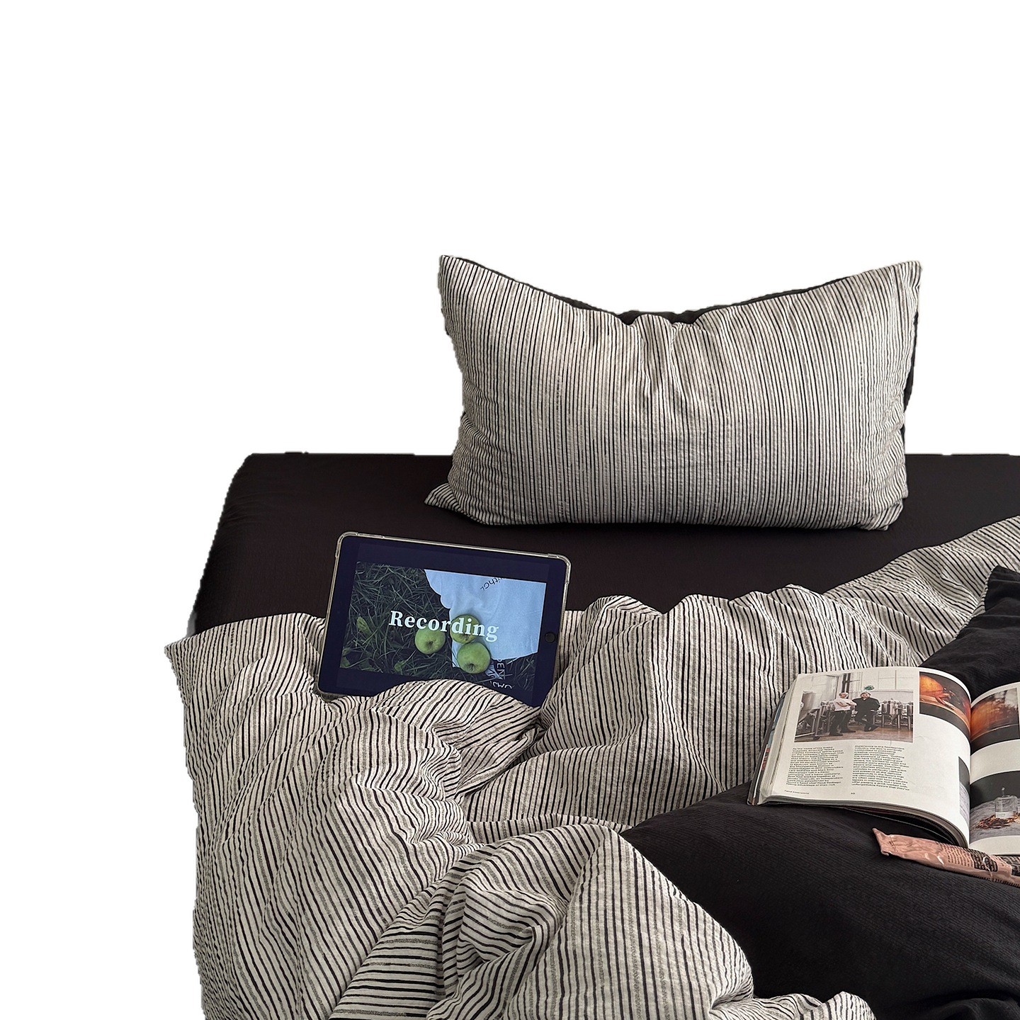 Four-piece Bedding Set Simple Striped Bed Sheets For Bedroom_voghion.com