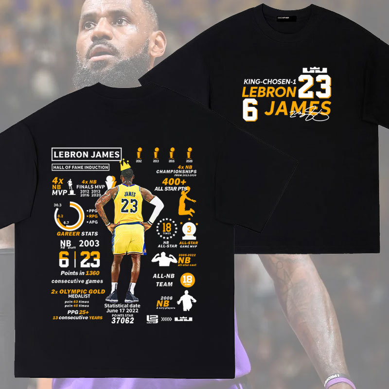 James James Long-Staple Cotton Pure Cotton Short-Sleeved T-Shirt Loose Top Summer Basketball Sports Half-Sleeved Clothes