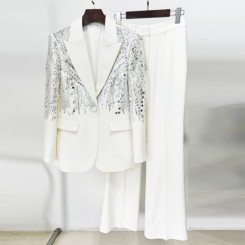 High Street Fashion 2026 High-End Designer Heavy-Duty Beaded Embroidered Sequin Suit Pants Set Two-Piece Set High Street Fashion 2026 High-End Designer Heavy-Duty Beaded Embroidered Sequin Suit Pants Set Two-Piece Set