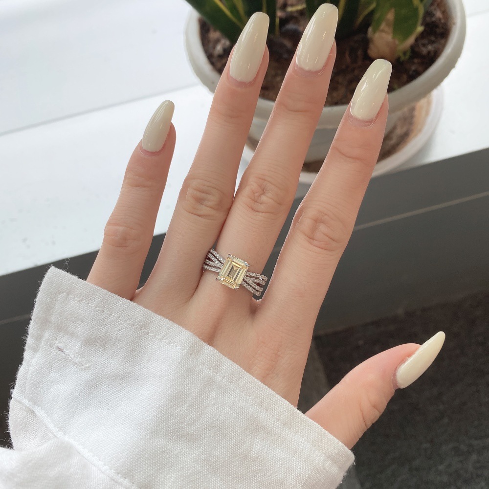 U Shape, Leaf, Crown Pattern 925 Sterling Silver Zircon U Shape Leaf Crown Rings