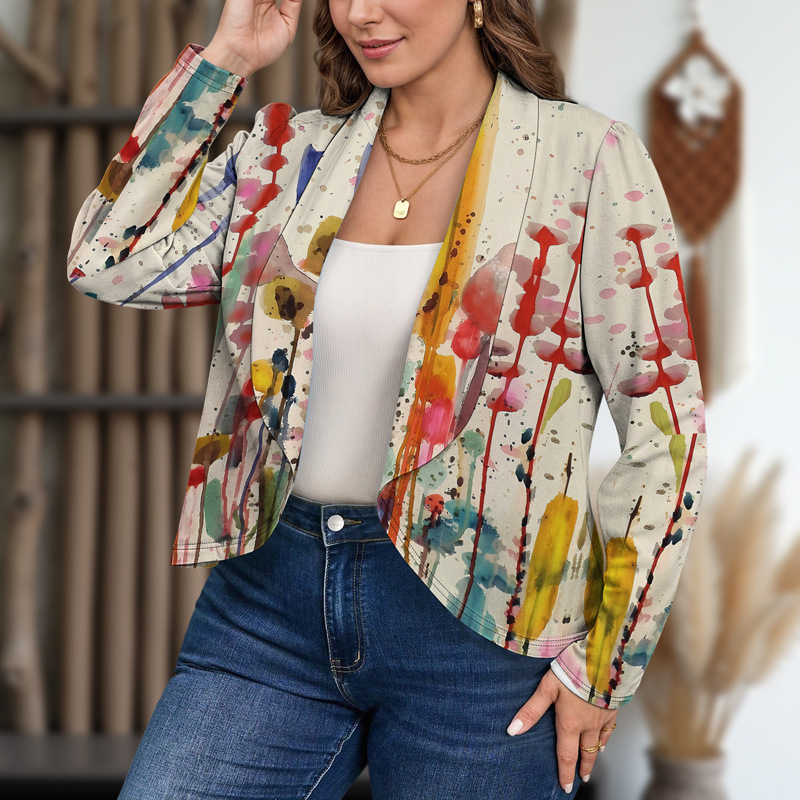 European and American Style Export Women's Clothing 2025 New Casual Fashion Comfortable Trendyy Floral Butterfly Long-Sleeved Suit Jacket