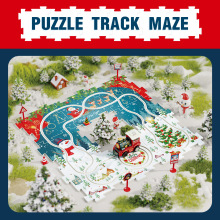 跨境聖誕拼圖軌道車益智卡通復古電動百變拼版軌道小火車兒童玩具