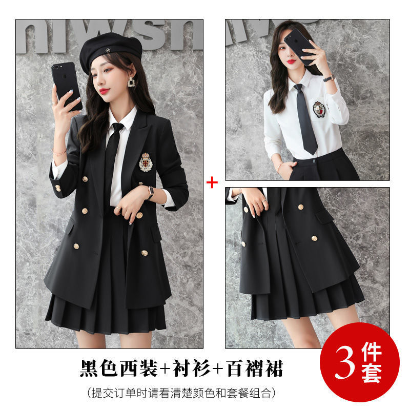 2052 검은 양복 + 셔츠 + 스커트, 프리 타이