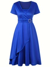 J 53660L Asymmetrical Hem V Neck Dress ��������ȹ ŷ�������
