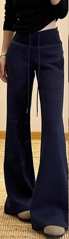 春秋微喇叭卫裤女高腰显瘦宽松绑带抽绳运动休闲直筒阔腿拖地裤子|undefined