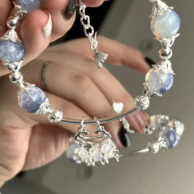 Blue cute bracelet handmade, genuine pendant, accessory