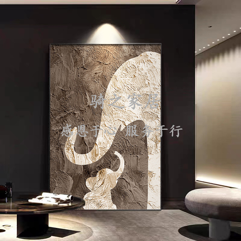 侘寂风纯手绘肌理画入户玄关装饰画客厅沙发背景墙落地画壁画