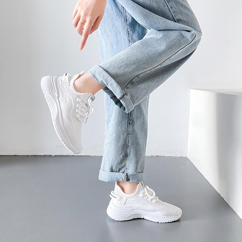 Breathable White Mesh Trainers For Women Height Increasing Shoes_voghion.com