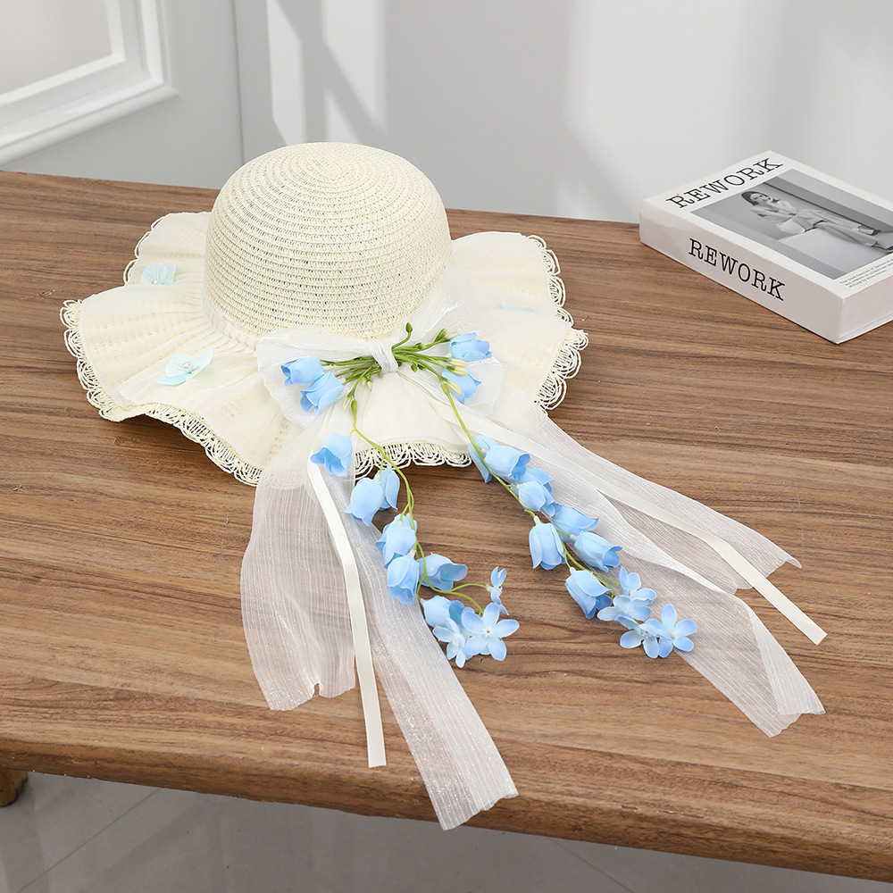 Sombrero paja ala ancha con lazo verano