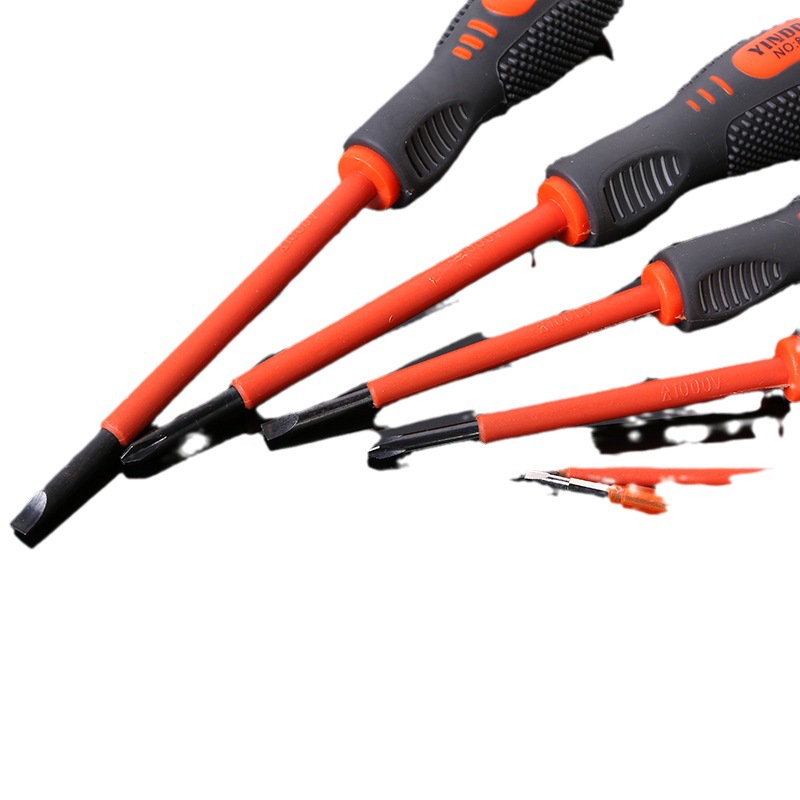 7pc mango de masaje de tres colores destornillador de electricista conjunto de combinación de bolsa de tela herramienta de mantenimiento de prueba eléctrica de la industria del hogar