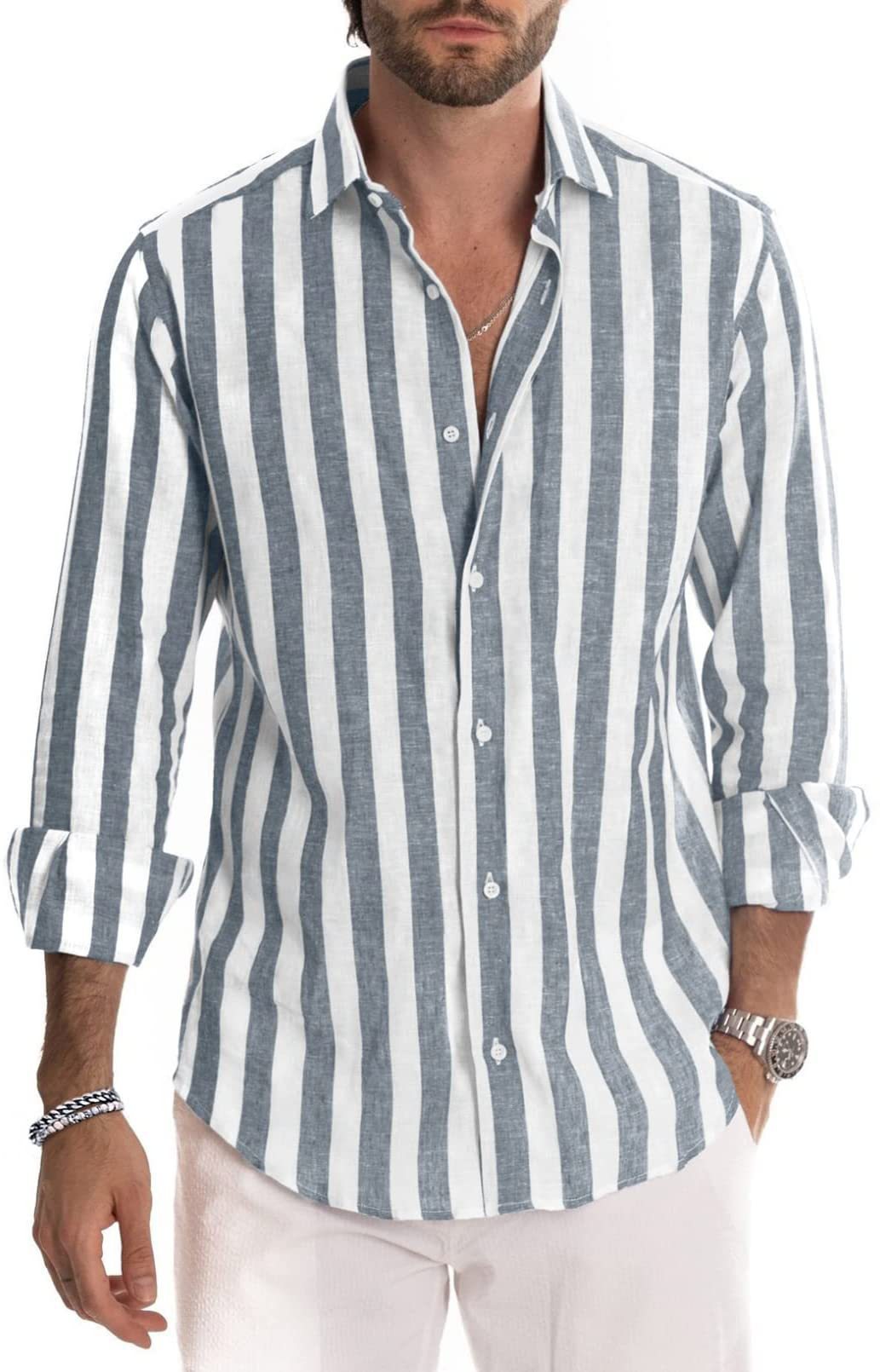 Men's Stripe Blouse Men's Clothing display picture 9