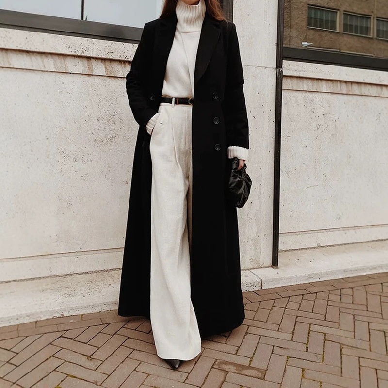 2025 Autumn/Winter Cross-Border Women's Fashion Amazon Long Solid Color Warm Woolen Coat for Women Commuting Mid-Length Style 2025 Autumn/Winter Cross-Border Women's Fashion Amazon Long Solid Color Warm Woolen Coat for Women Commuting Mid-Length Style