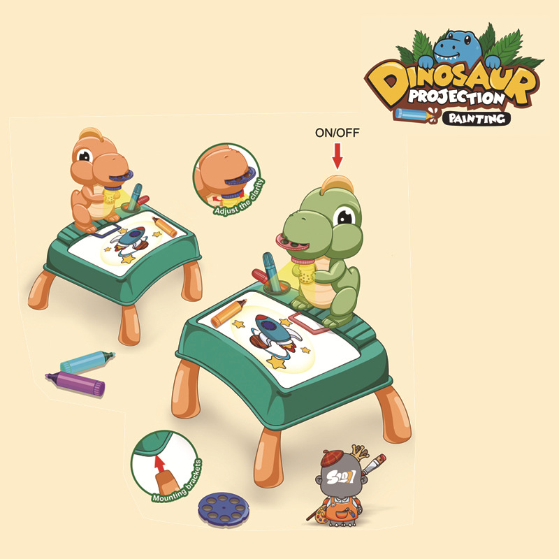 Amazon educational early education projection drawing table drawing board study table cartoon dinosaur painting projection drawing board writing desk