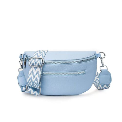 Women's Crossbody Bag with Embroidered Fabric Strap, Modern European and American Style PU Leather Clutch