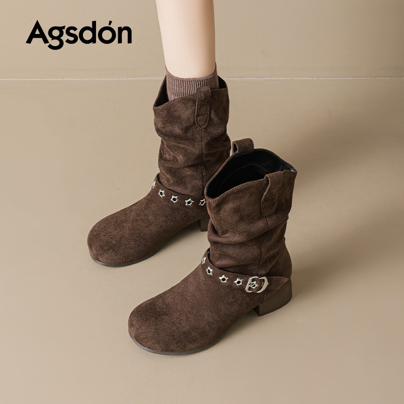 Botas de montado de león antiguo para mujeres 2025 nuevo otoño Maillard occidental botas Retro Bocken botas Martin