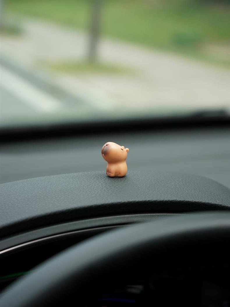 Während der Arbeitszeit ist es verboten, Kollegen zu essen. Dekorative Kleine Auto-Ornamente, Mini Niedliche Weibliche Pelikan- und Capybara-Figuren – Detail 3