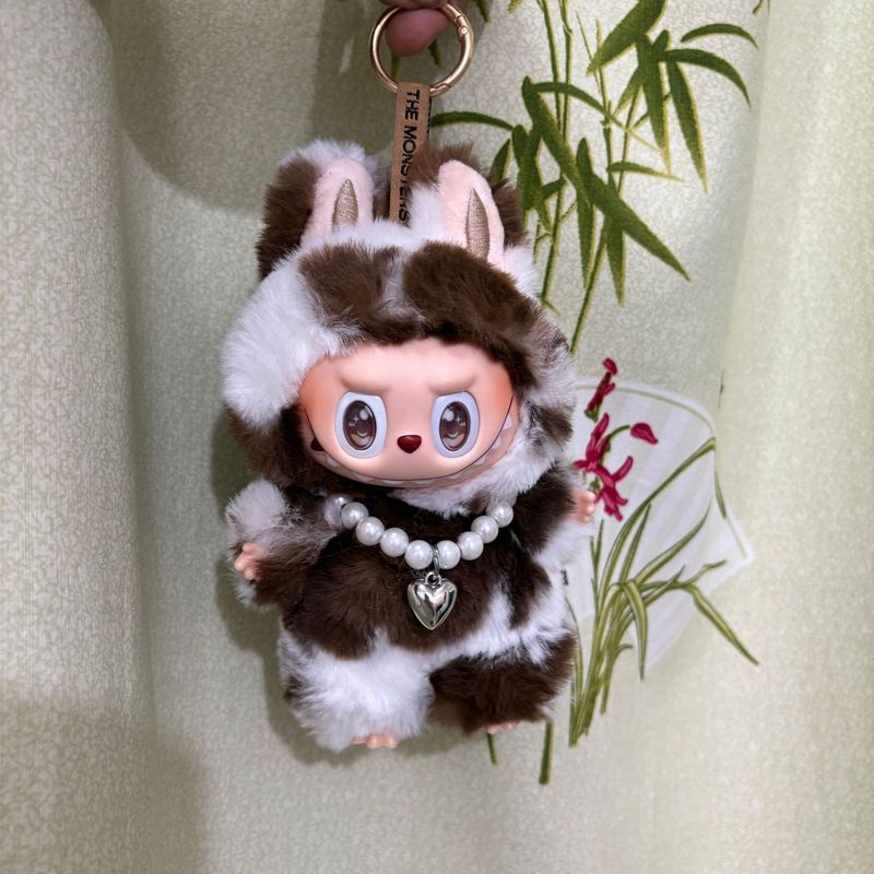 现货高品质拉布布一代小天使Labubu搪胶公仔毛绒玩偶娃娃钥匙挂件|undefined