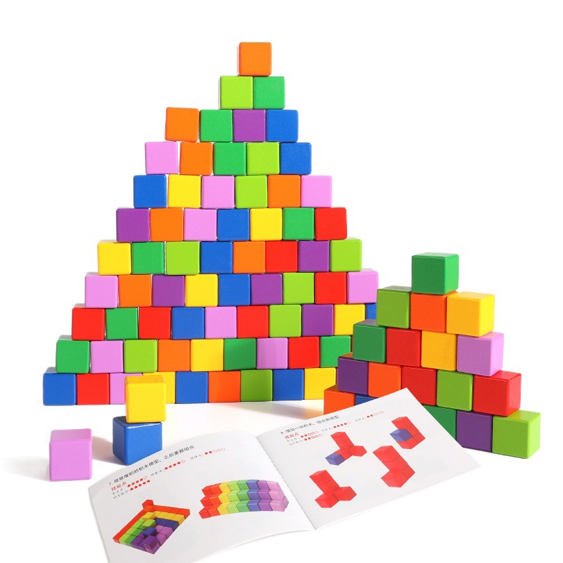 Bloques de construcción de bloques de madera creativos educativos para niños color cognición coordinación mano-ojo bloques de construcción almacenamiento bloque de calidad suave