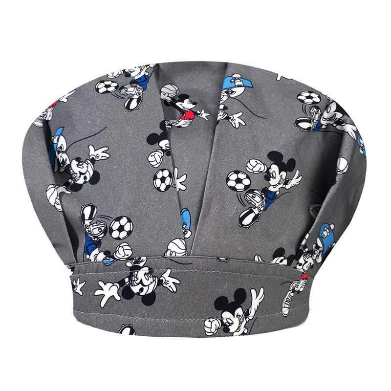 Sombrero de enfermera mujer chef cocinando cocina a prueba de aceite a prueba de humo pérdida de cabello sombrero esponjoso sombrero impreso puntera sombrero de trabajo ajuste elástico