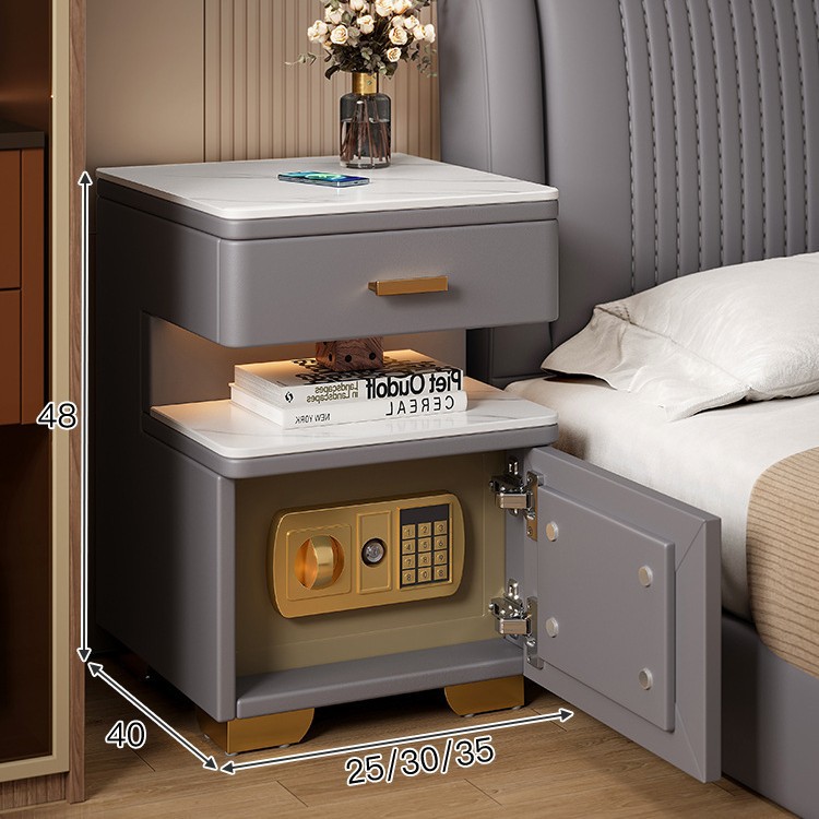 Cofre de cabecera inteligente, lujo ligero, sensación de alto nivel, estante de cabecera de cama moderno y pequeño.