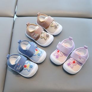 0-1-2 Years Old Baby Spring & Fall Toddler Shoes New Baby Men and Women Soft-Soled Breathable Cloth Shoes Ringing Flats Cartoon
