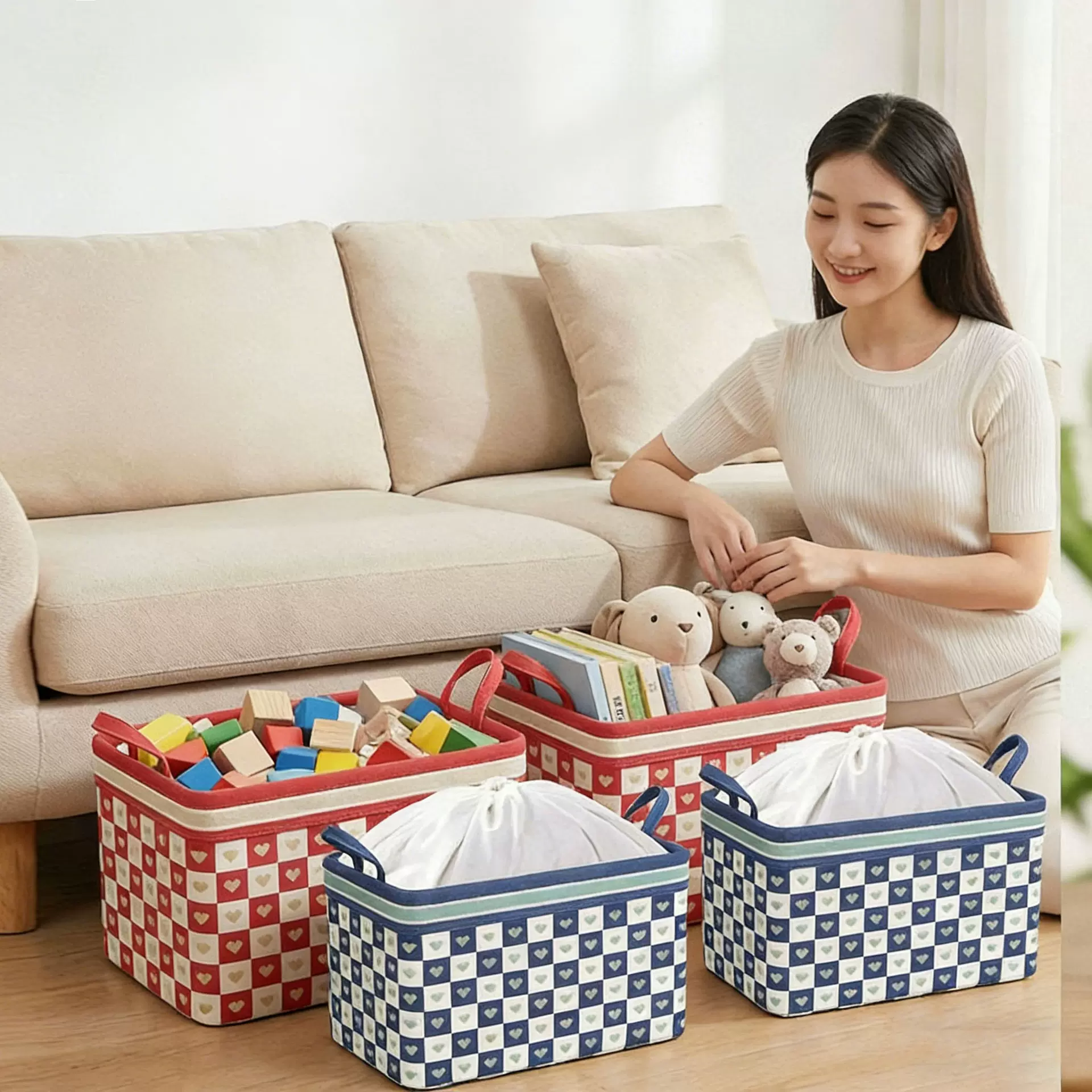 源头工厂可折叠衣服防尘储物箱手提家用儿童玩具收纳筐卧室收纳箱