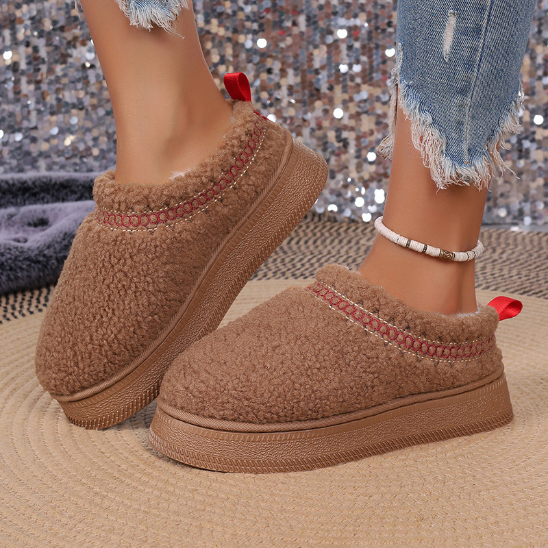 Vastag talpú báránygyapjúból készült, szélálló, téli, baotou félpapucs, női, új, csipkés, gyapjas, hótaposós, pamut papucs_voghion.com