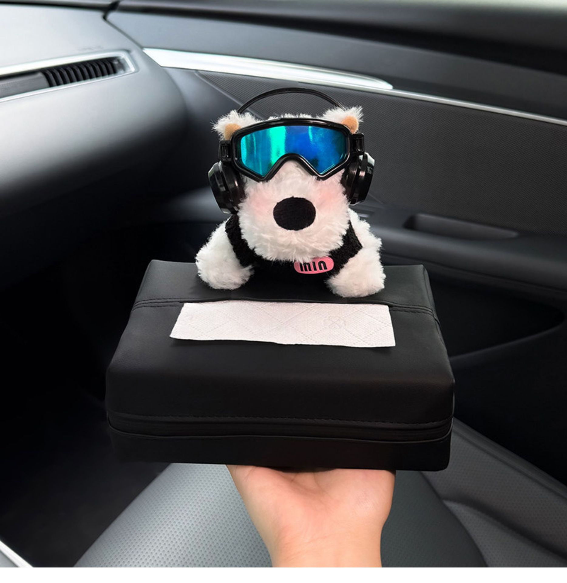 2026 Car-mounted tissue box, hanging tissue bag for car, West Highland car headrest tissue box, front and rear row decoration