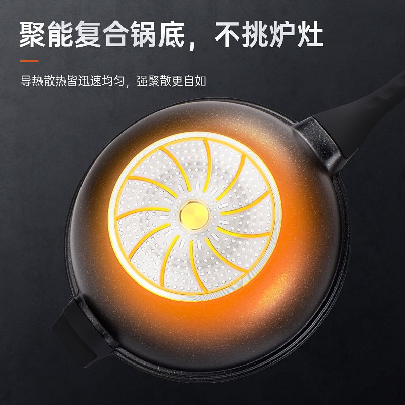 德國麥飯石不粘鍋家用炒菜鍋平底鍋電磁爐燃氣灶適用煤氣專用炒鍋