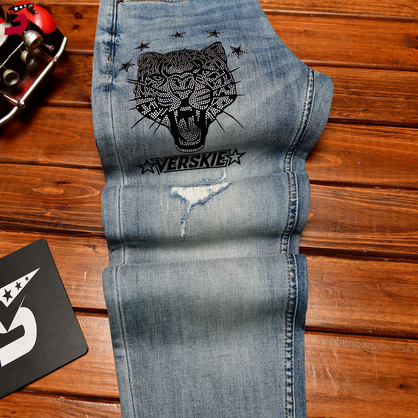 Herrenbekleidung Herren Slim Fit Straight Leg Jeans Hochwertige, trendige Leopardenmuster-Jeans mit Strasssteinen und Heißprägung, dehnbar, modische Frühlings- und Sommerhose_voghion.com