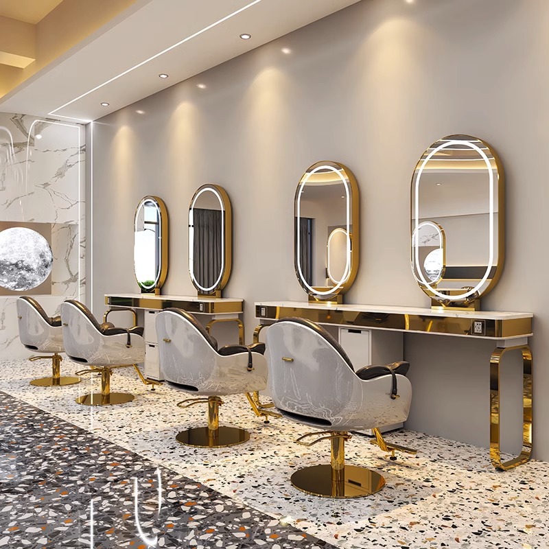 Espejo de barbería en línea, espejo de cabello único, espejo de salón de cabello especial, espejo de piso de doble cara, fábrica de moda