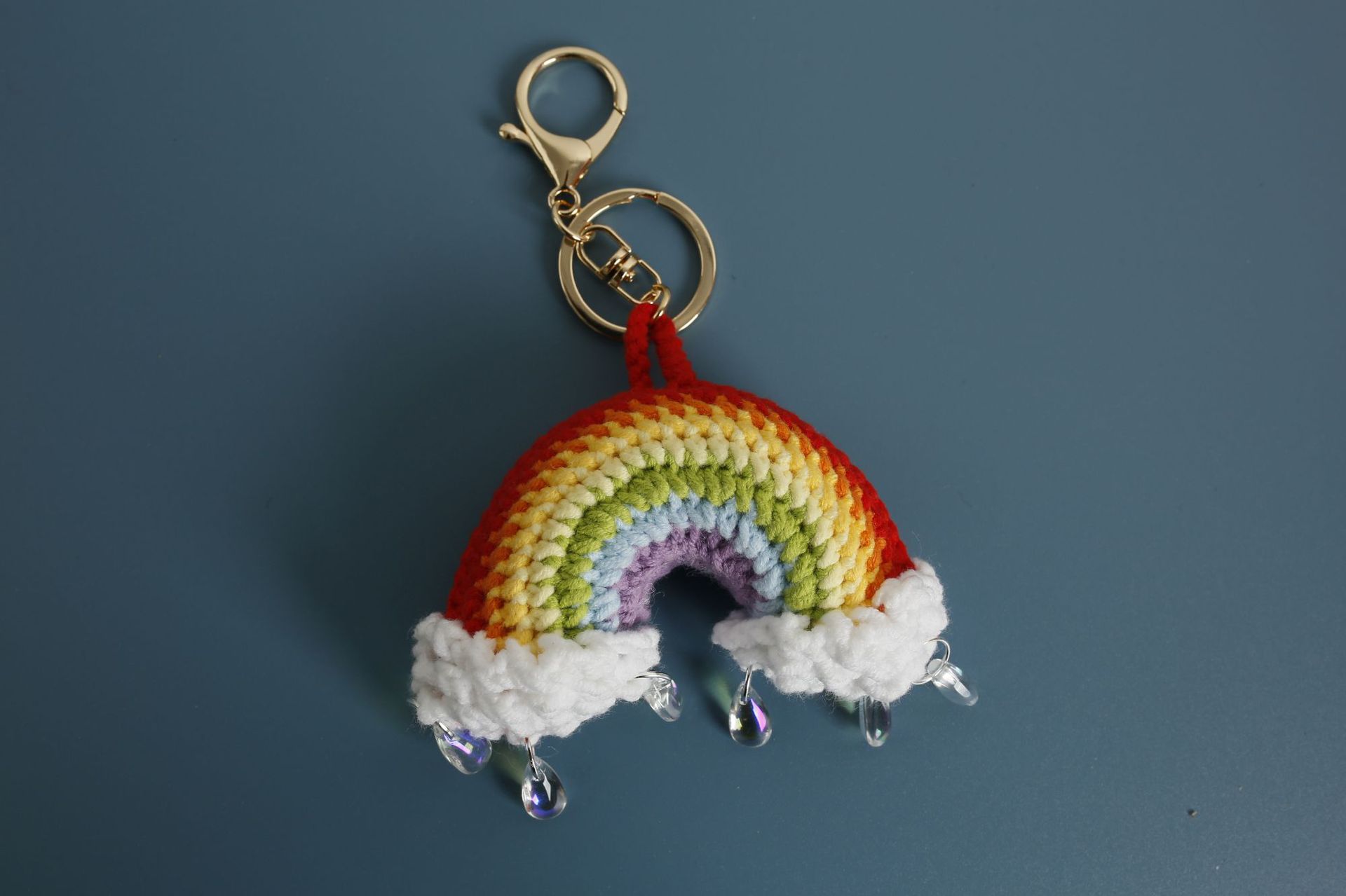 Sweet Style 1 Piece Sweet Rainbow Yarn Knitting Women's Keychain